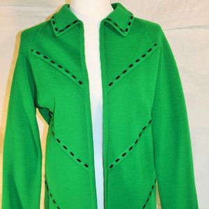 Green blazer with black accents, medium